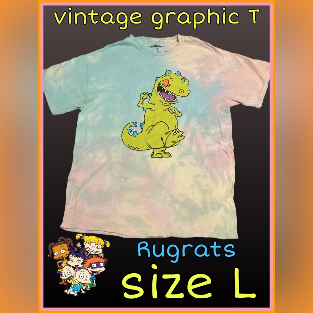 vintage NICKELODEON rugrats tie dye GRAPHIC T-SHIRT size L